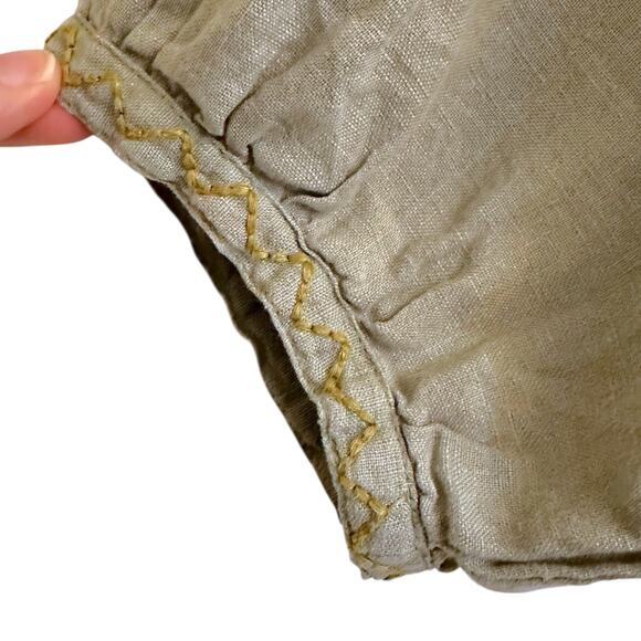 Gudrun Sjoden Linen Smock Top Sz Large  Sage Green Pockets SPOTS Lagen Artsy - Picture 3 of 6